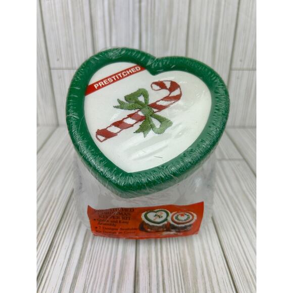 NOS Christmas Treats Keeper Plastic Jar Crewel Needlepoint Kit Candy Cane 1980s - Picture 1 of 6